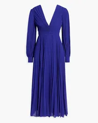 Badgley Mischka Plissé-chiffon midi dress - Blue Blue