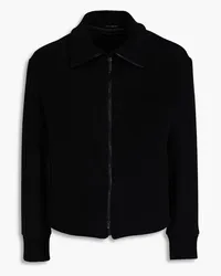 Emporio Armani Ribbed knit-paneled wool-blend felt jacket - Black Black