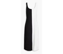 Anne-Marie satin-paneled open-back crepe midi dress - Black