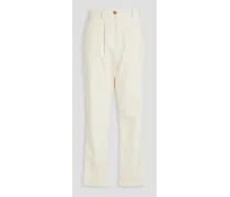 Dita pleated Tencel™ and cotton-blend jacquard straight-leg pants - White