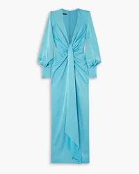 Alex Perry Dane twisted satin-crepe gown - Blue Blue