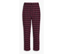 Hirst cropped checked cotton-blend tweed tapered pants - Pink