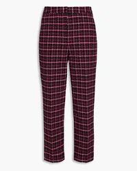 Rebecca Vallance Hirst cropped checked cotton-blend tweed tapered pants - Pink Pink