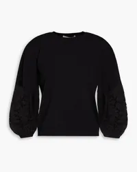 Valentino Garavani Lace-trimmed stretch-knit sweater - Black Black