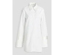 Satin-trimmed cotton-poplin shirt - White