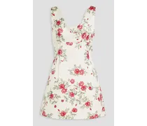 Zephyr floral-print duchesse-satin mini dress - White