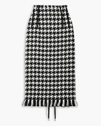 Monse Fringed houndstooth tweed midi skirt - Black Black