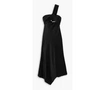 Alice Olivia - Harmony one-shoulder asymmetric cutout satin midi dress - Black