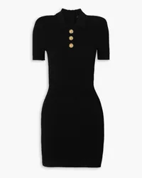 Balmain Button-embellished ribbed-knit mini dress - Black Black