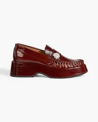 Ganni Crystal-embellished patent-leather loafers - Brown Brown