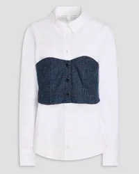 Veronica Beard Callen tweed-layered cotton-poplin shirt - White White