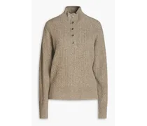 Fox cable-knit wool and alpaca-blend turtleneck sweater - Neutral