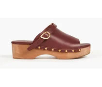 Studded leather clogs - Brown