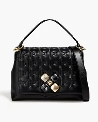 Serapian 1928 embellished woven leather tote - Black Black