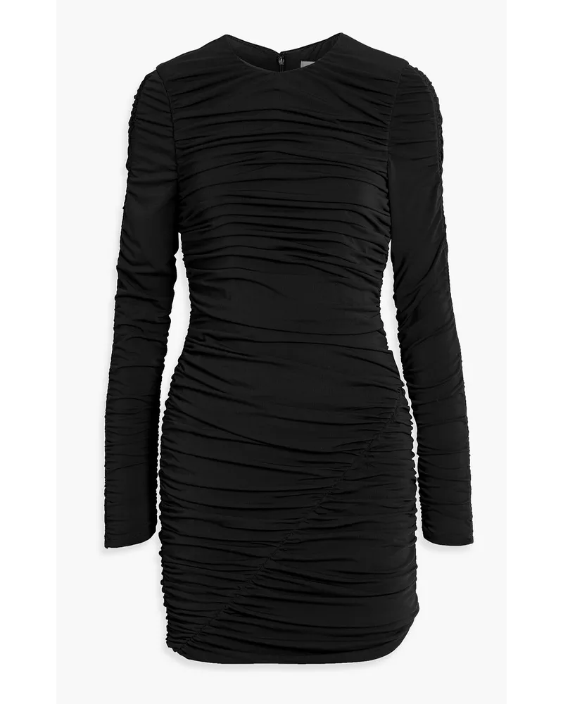 Halston Gwen ruched stretch-jersey mini dress - Black Black