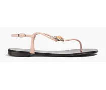 Embellished leather thong sandals - Pink