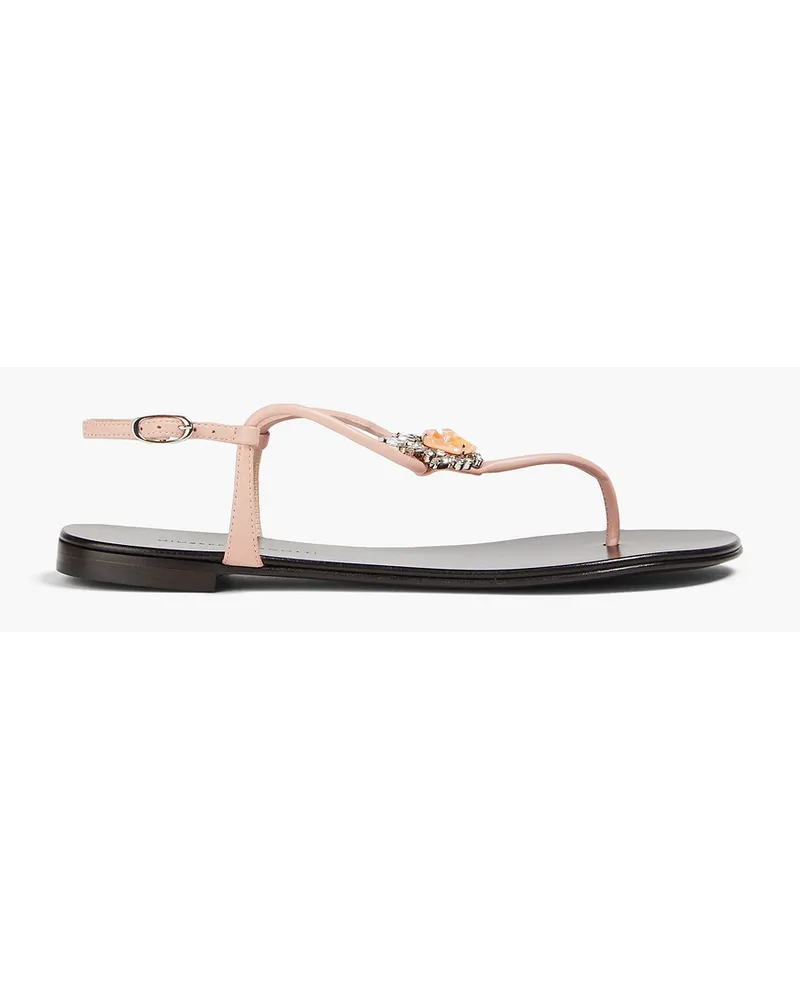 Giuseppe Zanotti Embellished leather thong sandals - Pink Pink