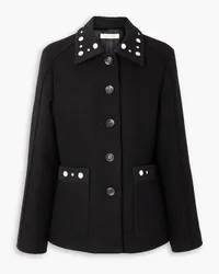 Wales Bonner Mirror-embellished twill-trimmed wool jacket - Black Black