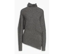 Asymmetric mélange knitted turtleneck sweater - Gray