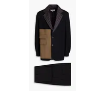 Cotton and wool-blend twill suit - Black