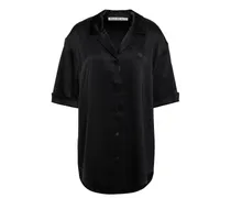 Embroidered satin shirt - Black