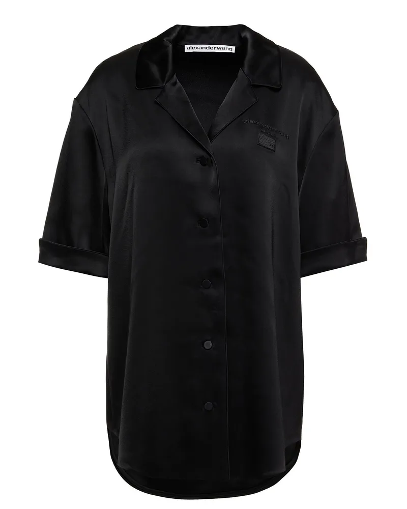 Alexander Wang Embroidered satin shirt - Black Black