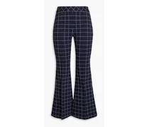 Checked jacquard-knit flared pants - Blue