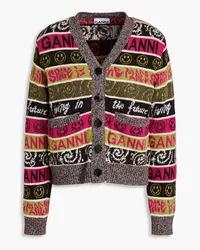 Ganni Jacquard-knit wool-blend cardigan - Green Green