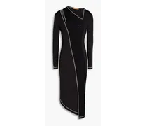 Cutout wool-paneled jersey midi dress - Black