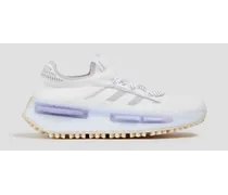 Coated stretch-knit running sneakers - White