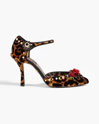 Dolce & Gabbana Embellished leopard-print velvet pumps - Animal print Animal