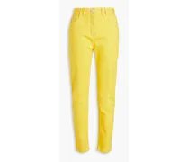 Embroidered high-rise skinny jeans - Yellow