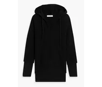 Paneled cashmere hooded sweater - Black