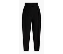 Baphir cropped pleated twill tapered pants - Black