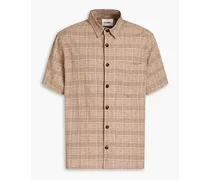 Checked seersucker shirt - Brown