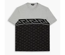 Mélange printed cotton-jersey T-shirt - Gray