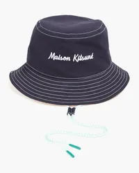 Kitsuné Embroidered ripstop bucket hat - Blue Blue