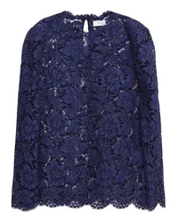 Valentino Garavani Cotton-blend corded lace blouse - Blue Blue