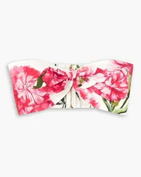 Dolce & Gabbana Cropped strapless floral-print cotton-poplin bustier top - Orange Orange