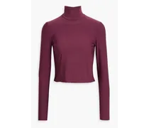 Butter cropped stretch-Micro Modal turtleneck top - Burgundy