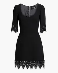 Dolce & Gabbana Guipure lace-trimmed wool-blend crepe mini dress - Black Black