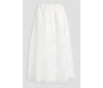 Metallic burnout satin-crepe midi skirt - White