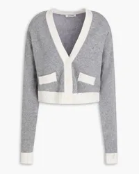 Sandro Cropped two-tone wool and cashmere-blend cardigan - Gray Gray