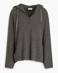 Brunello Cucinelli Ribbed wool, cashmere and silk-blend hoodie - Gray Gray