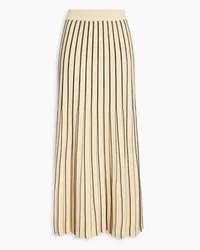 Tory Burch Pleated striped knitted midi skirt - White White