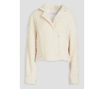 Metallic cotton-blend tweed jacket - White