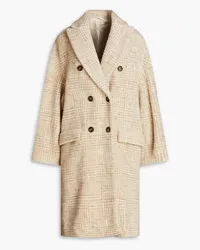 Brunello Cucinelli Double-breasted Prince of Wales checked alpaca-blend coat - Neutral Neutral