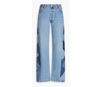 70s patchwork high-rise flared jeans - Blue