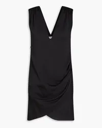 IRO Wrap-effect washed crepe mini dress - Black Black