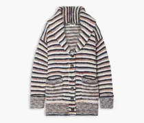 Willow brushed striped wool-blend jacquard cardigan - White